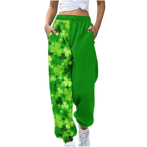 BLVB St. Patrick's Day Womens Cinch Bottom Sweatpants Pockets High Waist Gym Athletic Jogger Pants Lounge Trousers