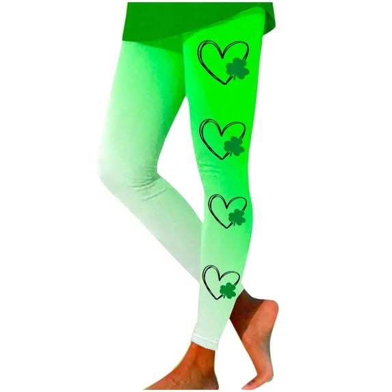 BLVB St. Patrick's Day Workout Leggings for Women Printed High Waisted Casual Slim Yoga Pants Athletic Tights