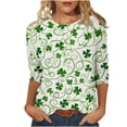 thumbnail image 1 of BLVB St Patricks Day Shirt Women Plus Size 3/4 Sleeve Cute Tops Shamrock Shirts Crewneck Graphic Tee Tops Outfit, 1 of 5