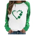 thumbnail image 1 of BLVB St Patricks Day Shirt for Women Color Block Long Sleeve Crewneck Tunic Tops Shamrock Tees Tshirts Blouse, 1 of 4
