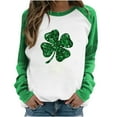 thumbnail image 1 of BLVB St Patricks Day Sweatshirt Women Long Sleeve Shamrock St. Patricks Shirts Tees Crewneck Raglan Vacation Tops, 1 of 4