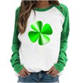 thumbnail image 1 of BLVB St Patricks Day Sweatshirt Women Long Sleeve Shamrock St. Patricks Shirts Tees Crewneck Raglan Vacation Tops, 1 of 4