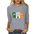 thumbnail image 1 of BLVB St Patricks Day Tops for Women 3/4 Sleeve Crewneck Shamrock Shirts Casual Trendy Festival Holiday Tunic Tee Tops, 1 of 5