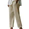thumbnail image 1 of BLVB Striped Pants Women Summer 2025 Wide Leg Cotton Linen Pants Loose Drawstring Elastic Waist Casual Lounge Beach Trousers, 1 of 6