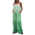 thumbnail image 1 of BLVB Summer Beach Bib Overalls for Women Sleeveless Loose Palazzo Pants Outfits Jumpsuits Rompers with Pockets, 1 of 7