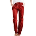 thumbnail image 1 of BLVB Summer Beach Pants for Women Cutout Elastic Waist Casual Straight Leg Pants Solid Color Lounge Trousers with Pockets, 1 of 6
