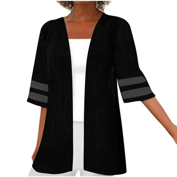 BLVB Summer Cardigans for Women Lightweight Lace Panel 3/4 Sleeve Casual Cardigans Dressy Fall Beach Cover Ups Outfits