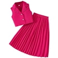 thumbnail image 1 of BLVB Summer Clothes for Girls Toddler Kids 2 Piece Outfits Sleeveless Button Vest with Pleated Skirts Sets for Party, 1 of 7