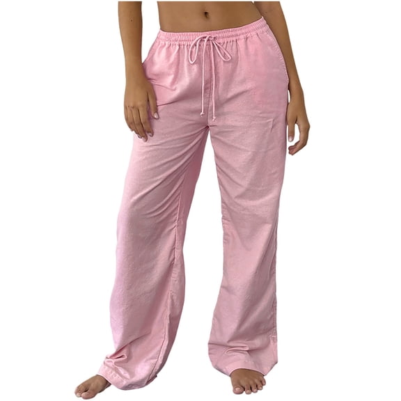BLVB Summer Lounge Pants for Women Drawstring Waist Pajama Pants Pjs Bottoms Casual Wide Leg Trousers Homewear