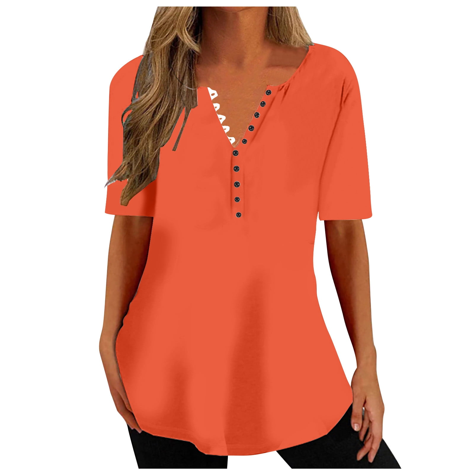 Women's 2025 Trendy Ribbed Knit Top - Short Sleeve, Square Neck, Button Detail, Casual & Dressy