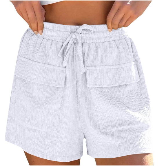 BLVB Summer Shorts for Women Casual Elastic Waist Drawstring Lightweight Beach Lounge Short Pants Trendy with Pockets