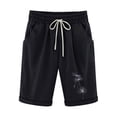 thumbnail image 1 of BLVB Summer Shorts for Women Casual Loose Printed Elastic Waist Drawstring Knee Length Shorts with Pockets, 1 of 3