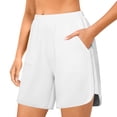 thumbnail image 1 of BLVB Summer Shorts for Women Casual Loose Side Slit High Elastic Waist Yoga Shorts for Lounge Walking Workout with Pockets, 1 of 6