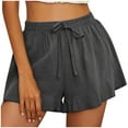 thumbnail image 1 of BLVB Summer Shorts for Women Elastic Waist Drawstring Ruffle Wide Leg Shorts Casual Plus Size Beach Shorts, 1 of 8
