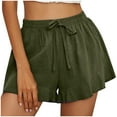 thumbnail image 1 of BLVB Summer Shorts for Women Elastic Waist Drawstring Ruffle Wide Leg Shorts Casual Plus Size Beach Shorts, 1 of 8