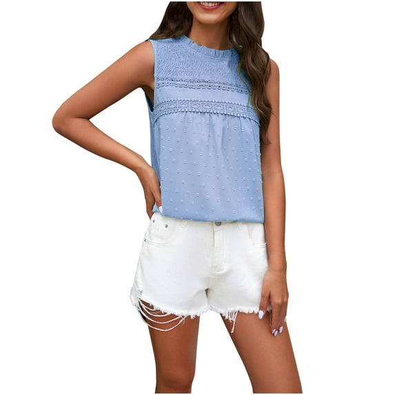 BLVB Summer Tank Tops for Women Casual Crewneck Sleeveless Solid Color Going out Tee Shirts