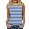 thumbnail image 1 of BLVB Summer Tank Tops for Women Stripes Crewneck Sleeveless T-Shirts Casual Loose Ladies Going out Blouse, 1 of 4