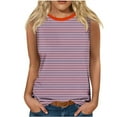 thumbnail image 1 of BLVB Summer Tank Tops for Women Stripes Crewneck Sleeveless T-Shirts Casual Loose Ladies Going out Blouse, 1 of 4