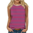 thumbnail image 1 of BLVB Summer Tank Tops for Women Stripes Crewneck Sleeveless T-Shirts Casual Loose Ladies Going out Blouse, 1 of 4