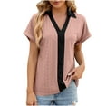thumbnail image 1 of BLVB Summer Tunic Tops for Women 2024 V-Neck Short Sleeve Eyelet Shirts Casual Loose Dressy Blouses, 1 of 3