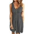 thumbnail image 1 of BLVB Sundresses for Women Sleeveless V Neck Button down Tank Dress Casual Loose Summer Beach Dress, 1 of 7