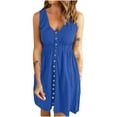 thumbnail image 1 of BLVB Sundresses for Women 2025 Sleeveless V Neck Button down Tank Dress Casual Loose Summer Beach Dress, 1 of 7
