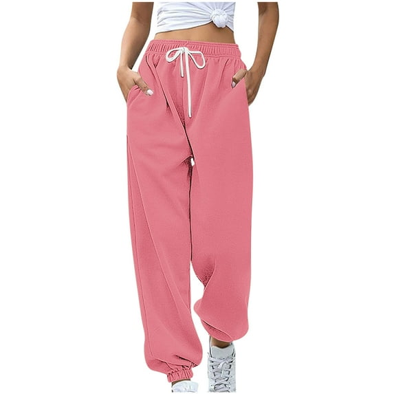 BLVB Sweatpants for Women Baggy High Waist Drawstring Cinch Bottom Jogger Pants Casual Workout Sports Trousers with Pockets