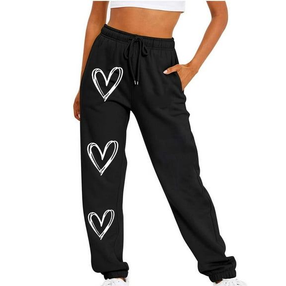 BLVB Sweatpants for Women Cinch Bottom Drawstring Elastic Waist Printed Joggers Pants Sporty Athletic Lounge Trousers