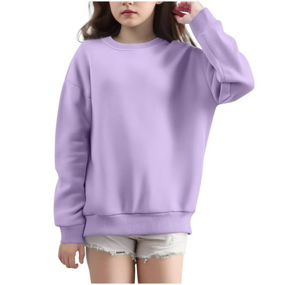 BLVB Sweatshirts for Teen Girls Oversized Casual Long Sleeve Pullover Cute Crewneck Drop Shoulder Shirts Tops 4-15 Years