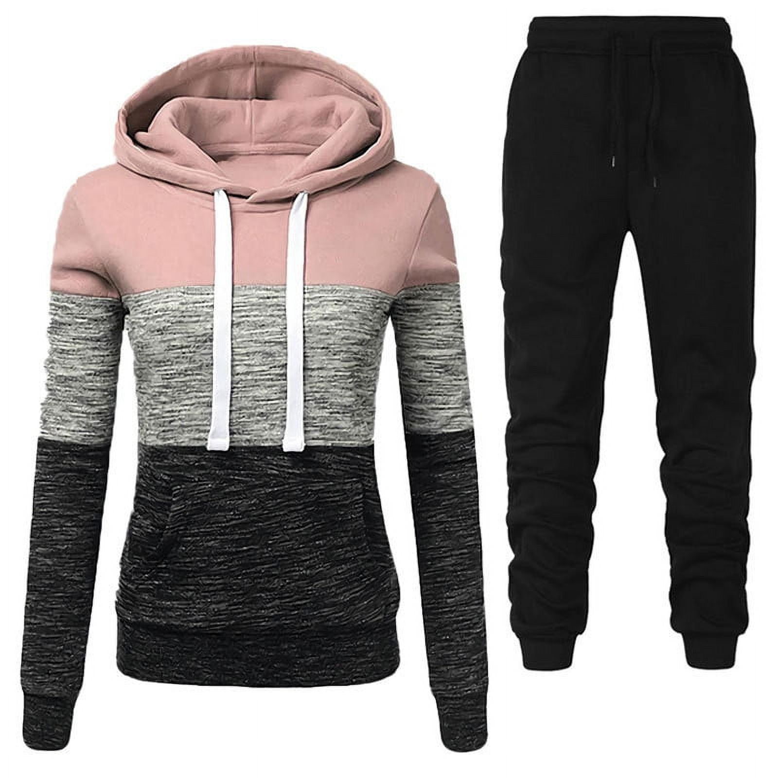 BLVB Sweatsuits for Women 2 Piece Jogging Suits Color Block Tracksuits