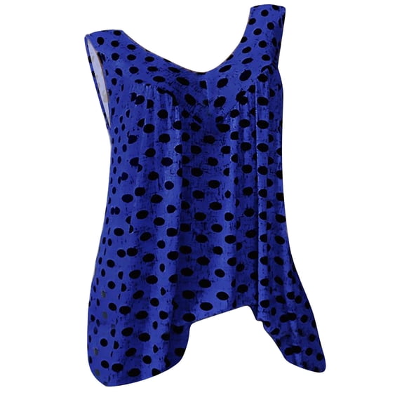 BLVB Tank Tops for Women 2024 V Neck T Shirts Summer Sleeveless Tunic Tops Casual Loose Flowy Tee Shirts Blouse Blue