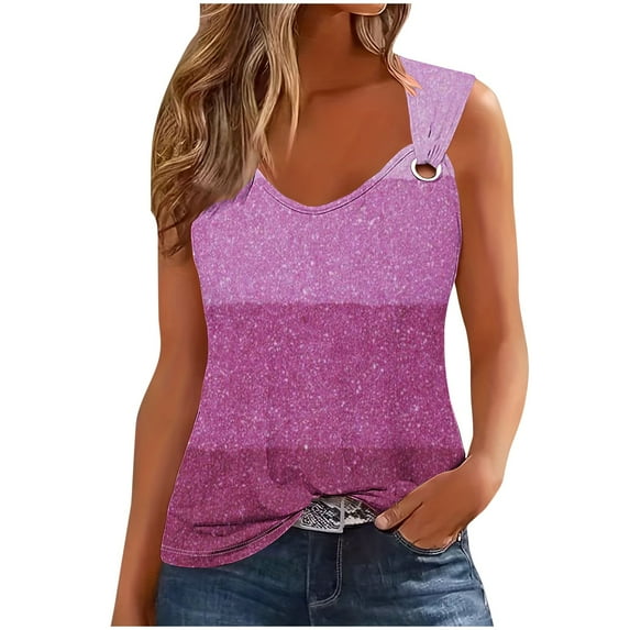 BLVB Tank Tops for Women V Neck Sleeveless T-Shirts Casual Loose Ladies Going out Dressy Blouse Tee