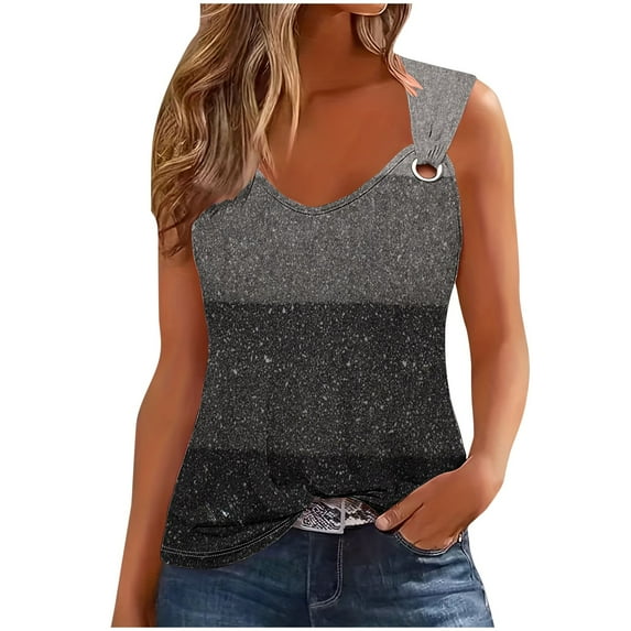 BLVB Tank Tops for Women V Neck Sleeveless T-Shirts Casual Loose Ladies Going out Dressy Blouse Tee