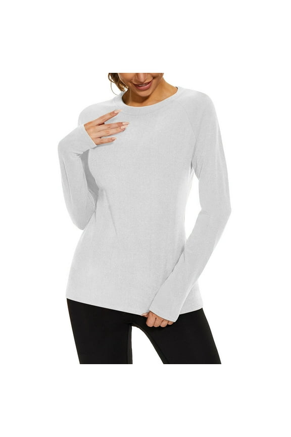 Thermal Shirts for Women Long Sleeve Tops Ladies Fleece Lined Undershirt Soft Crewneck Base Layer Tops for Winter Cold Weather