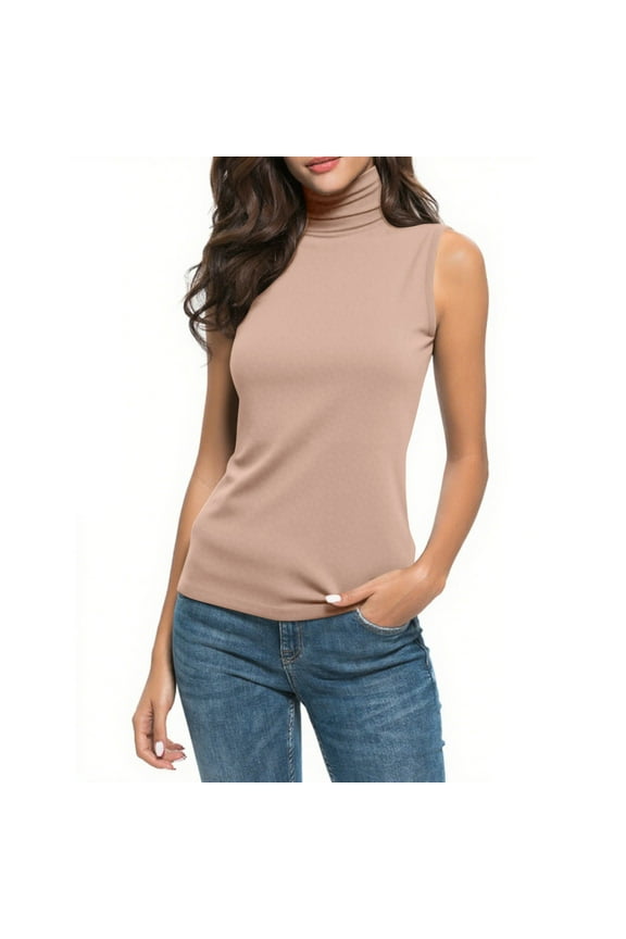 Thermal Tank Top for Women Cold Weather Sleeveless Thermal Underwear Base Layer Fleece Lined Shirt Turtleneck Warm Vest Camisoles