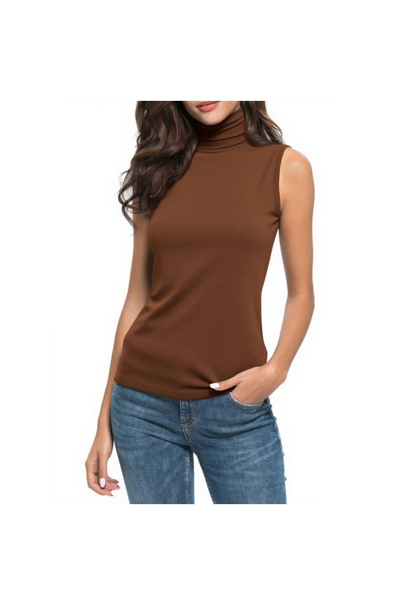 Thermal Tank Top for Women Cold Weather Sleeveless Thermal Underwear Base Layer Fleece Lined Shirt Turtleneck Warm Vest Camisoles