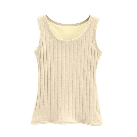 BLVB Thermal Tank Top for Women Fleece Lined Ribbed Thermal Shirts Sleeveless Underwear Tops Camisole Warm Base Layer Vest Cold Weather