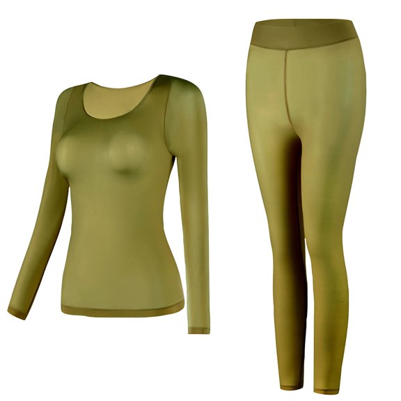 BLVB Thermal Underwear Women Soft Set Base Layer Top & Bottom Crewneck Long Johns for Winter Warm