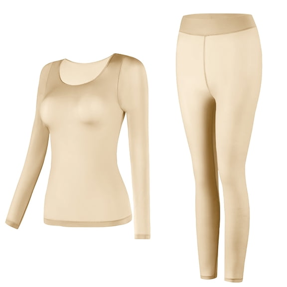 BLVB Thermal Underwear Women Soft Set Base Layer Top & Bottom Crewneck Long Johns for Winter Warm