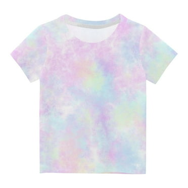 BLVB Tie Dye T Shirts for Unisex Kids Graphic Tees Crewneck Short Sleeve Tops Boys Girls Summer Outfits Clothes