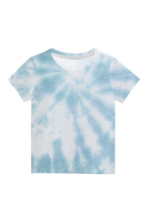 Tie Dye T Shirts for Unisex Kids Graphic Tees Crewneck Short Sleeve Tops Boys Girls Summer Outfits Clothes