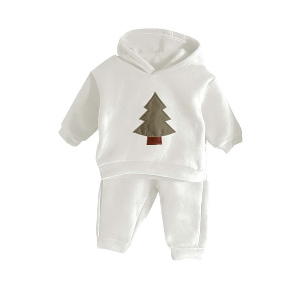 BLVB Toddler Baby Boy Girl Christmas Outfits Long Sleeve Hoodie Sweatshirt Christmas Tree Pant 2PCS Fall Winter Clothes Set