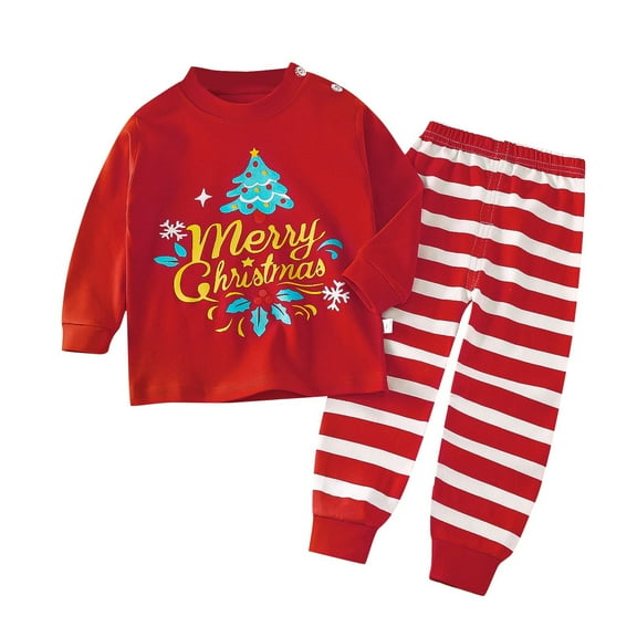 BLVB Toddler Baby Boys Girls 2 Piece Christmas Pajamas Set Cotton Pjs Infant Long Sleeve Tops Pants Clothing Sets