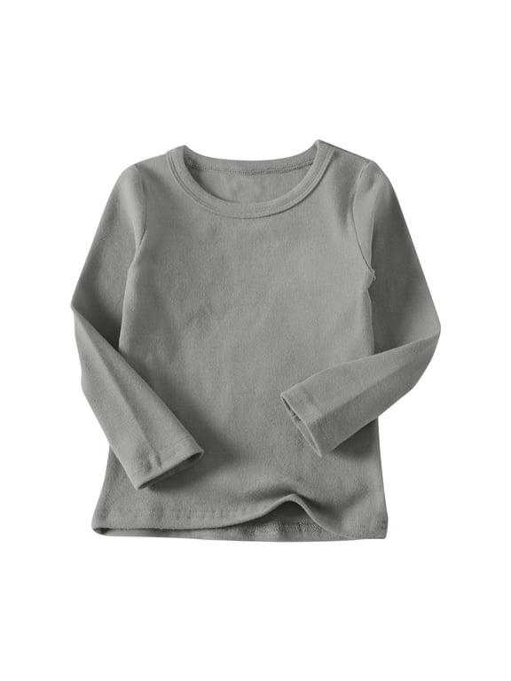 Toddler Baby Boys Girls Clothes Long Sleeve T-Shirts Kids Soft Cotton Basic Layering Tee Tops Undershirts for 6M-11T