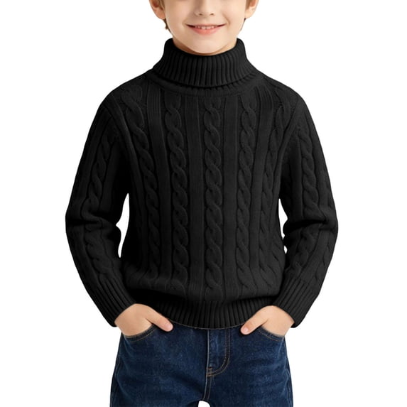 BLVB Toddler Baby Boys Girls Turtleneck Sweaters Cable Knit Kids Fall Winter Soft Warm Sweater Pullover Jumper Tops(Black,2-3 Years)