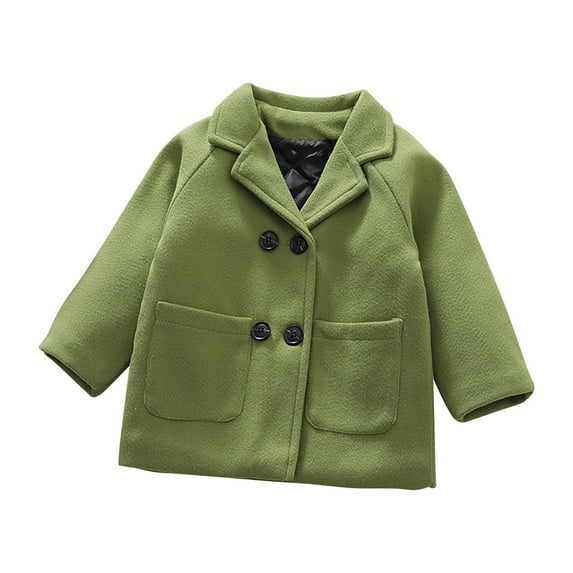 BLVB Toddler Baby Boys Girls Wool Blend Coat Winter Warm Double Breasted Trench Coat Kids Jacket Outwear Clothes