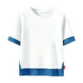 thumbnail image 1 of BLVB Toddler Baby Girl Boy Summer Tops Kids Casual Color Block Crewneck Short Sleeve T-Shirts 2-8 Years, 1 of 3