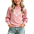 thumbnail image 1 of BLVB Toddler Baby Girl Mock Neck Shirt Lettuce Trim Puff Long Sleeve Ribbed Knit Tops Soft Cotton Clothes for Kids(Pink,1-2Years), 1 of 5