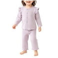 thumbnail image 1 of BLVB Toddler Baby Girl Two Piece Outfits Long Sleeve Ruffle Button down Top Pants 2PCS Pjs Set Sleepwear Clothes, 1 of 7