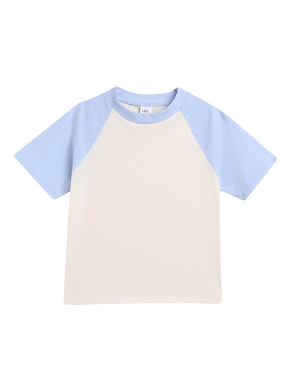 Toddler Baby Girls Boys Short Sleeve Shirts Raglan Shirt Baseball Tee Cotton T-Shirt for Kids Summer Clothes 12M-15Y